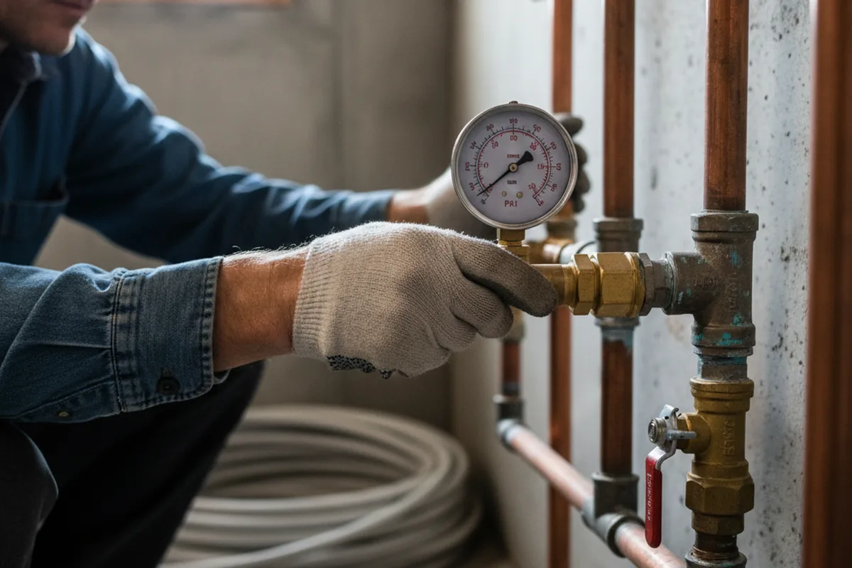 Pressure testing a repaired line during Water Line Repair in Ricetown